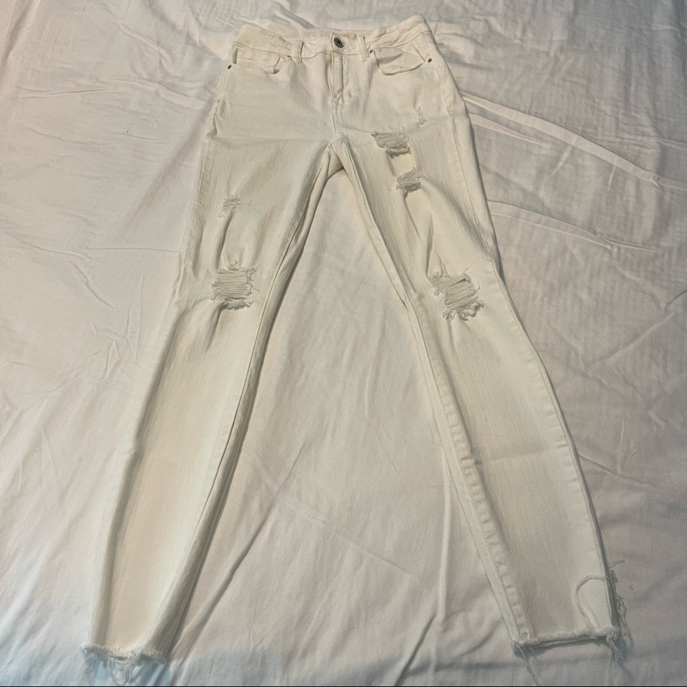 PAC SUN high rise white ripped jeans